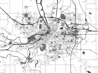 Obraz premium Poster-ready illustration map of Mankato, Minnesota, in black and white hand-drawn style.
