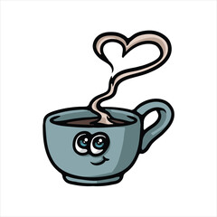 Coffee cup character cartoon vector illustration