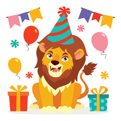 Birthday Illustration With Cartoon Animal
