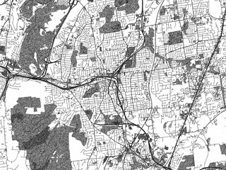 Naklejka premium Monochrome sketch map of New Britain, Connecticut, highlighting roads, rivers, and urban design.