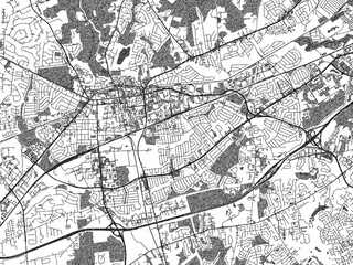 Fototapeta premium Stylized monochrome city map of Newark, Delaware, created in a hand-drawn digital style with bold lines and shaded textures.