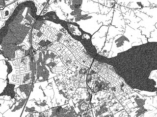 Naklejka premium Poster-ready illustration map of Newburyport, Massachusetts, in black and white hand-drawn style.