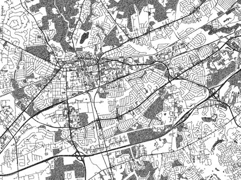 Stylized monochrome city map of Newark, Delaware, created in a hand-drawn digital style with bold lines and shaded textures.