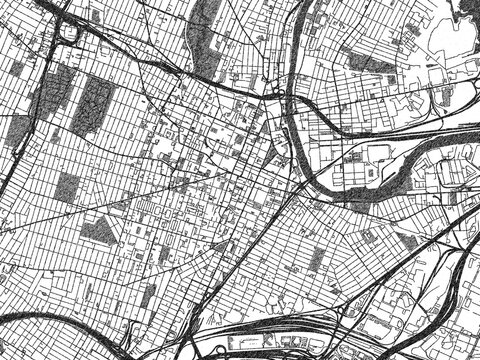 Poster-ready city map of Newark New, Jersey, in black and white sketch-like style with detailed street layouts.