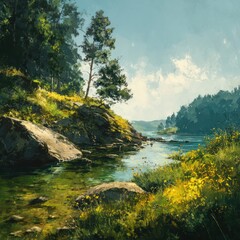 natural sunlight illuminating summer scenery