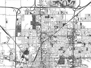 Obraz premium Detailed black and white map of Normal, Illinois, designed in a sketch-style illustration for creative use.