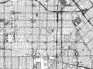 Obraz premium Black and white hand-drawn map of North Hills, California, designed as a decorative illustration.