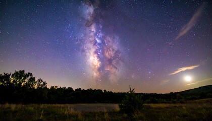 Fototapeta premium Milky Way panorama over a landscape