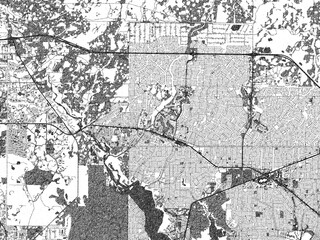Fototapeta premium Black and white map of North_Port, Florida, designed in a digital hand-drawn style, highlighting roads, parks, and rivers.