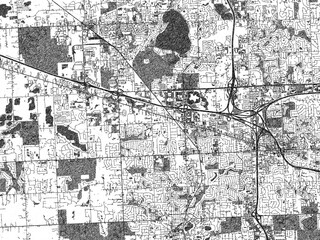 Fototapeta premium Urban map of Novi, Michigan, illustrated in monochrome with a strong grid and shaded elements.