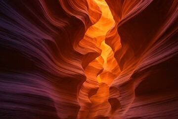 Antelope Canyon sandstone formations with glowing light