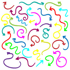 Set of Colorful Crayon Style Arrows