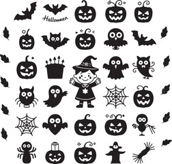 Cute Halloween Symbol and Icon Set