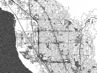 Obraz premium Stylized monochrome city map of Orem, Utah, created in a hand-drawn digital style with bold lines and shaded textures.