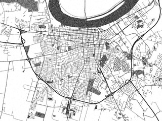 Obraz premium Artistic city map of Owensboro, Kentucky, drawn in a black and white sketch-like style, ideal for posters and wall art.
