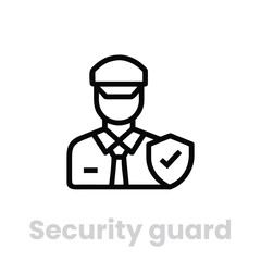 Security Guard Icon – Flat Vector Illustration of Uniformed Guard, Safety and Protection Symbol for Mobile Apps, UI Design, Infographics, and Security Service Branding