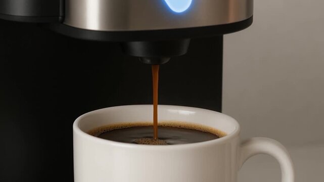 touchless invention concept. Coffee machine with a hand gesture for touchless operation.
