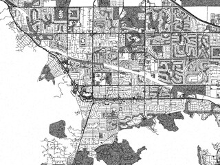Illustrated monochrome map of Palm_Desert, California, created in a hand-drawn digital style for decorative and editorial use.