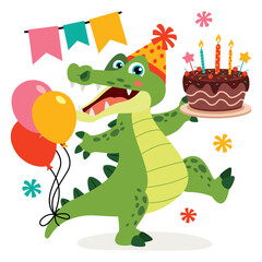 Birthday Illustration With Cartoon Animal