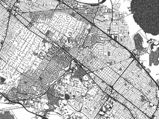 Obraz premium Decorative map of Palo_Alto, California, rendered in sketch-like monochrome, ideal for posters and travel projects.