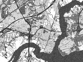 Fototapeta premium Decorative map of Perth_Amboy, New_jersey, rendered in sketch-like monochrome, ideal for posters and travel projects.