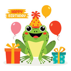 Birthday Illustration With Cartoon Animal
