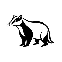 European Badger Animal Outline Illustration on White Background © Monira