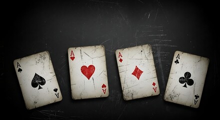 Obraz premium Aces Playing Cards on Dark Surface.