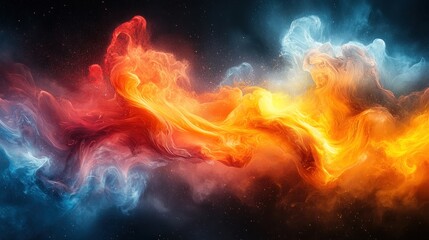 Fototapeta premium Abstract fiery and icy swirls colliding.