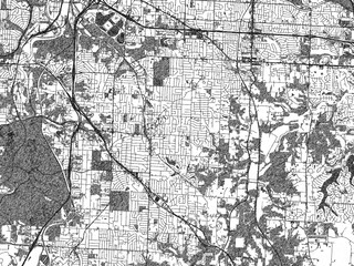 Naklejka premium Stylized monochrome city map of Raytown, Missouri, created in a hand-drawn digital style with bold lines and shaded textures.
