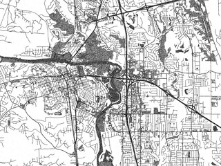 Obraz premium Minimal city map illustration of Redding, California, in hand-drawn style monochrome with strong gridlines and shaded areas.