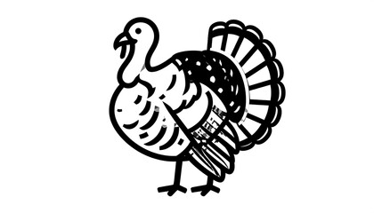 Simple black and white turkey illustration