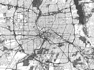 Obraz premium Illustrated monochrome map of Rochester New, York, created in a hand-drawn digital style for decorative and editorial use.