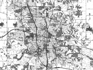 Naklejka premium Decorative map of Rochester, Minnesota, in hand-drawn digital style, balancing urban detail with a monochrome look.