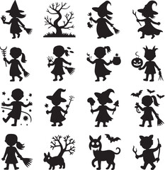 Halloween silhouette Halloween witch icon set