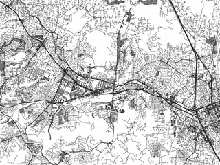 Naklejka premium Poster-ready city map of San Marcos, California, in black and white sketch-like style with detailed street layouts.