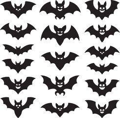 Halloween silhouette  halloween bat icon set