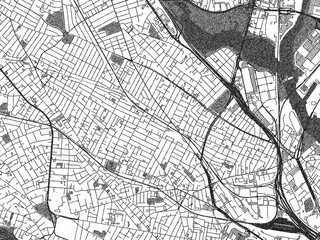 Obraz premium Poster-ready city map of Somerville, Massachusetts, in black and white sketch-like style with detailed street layouts.