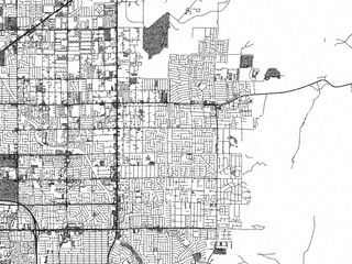 Fototapeta premium Minimalist map of Sunrise Manor, Nevada, illustrated in black and white with a bold street grid and shaded parks.