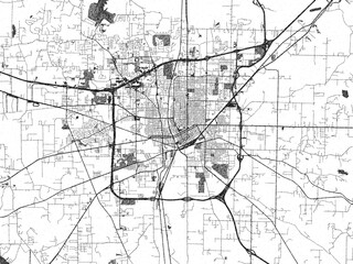 Black and white sketch-style map of Texarkana, Arkansas, designed digitally with fine details and bold textures.