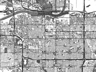 Obraz premium Black and white hand-drawn map of Tempe, Arizona, designed as a decorative illustration.