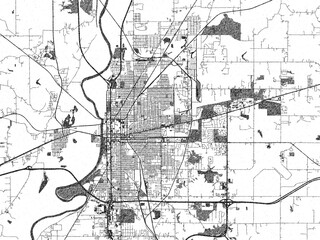 Artistic city map of Terre Haute, Indiana, drawn in a black and white sketch-like style, ideal for posters and wall art.
