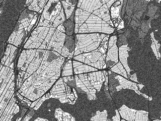 Obraz premium Monochrome sketch map of The Bronx New, York, highlighting roads, rivers, and urban design.