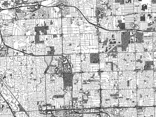 Obraz premium Black and white city map of Troy, Michigan, illustrated with fine detail and sketch textures.