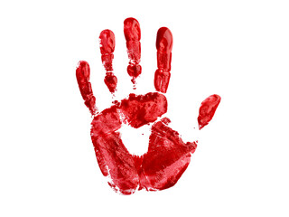 red hand print with shadow