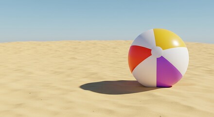 Obraz premium Beach ball on sand under the sun.
