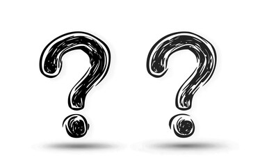 Question mark icon in black outline and filled style, isolated on transparent or white background, perfect for FAQ, help, support, guidance, and design elements.