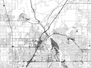 Obraz premium Detailed black and white map of Victorville, California, designed in a sketch-style illustration for creative use.