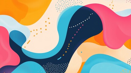 Fototapeta premium Abstract colorful geometric shapes in blue orange and beige tones with modern artistic composition.