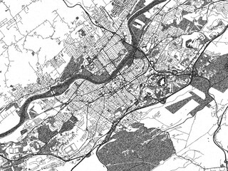 Fototapeta premium Black and white map of Wilkes-Barre, Pennsylvania, designed in a digital hand-drawn style, highlighting roads, parks, and rivers.